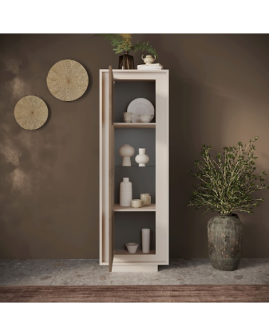 Vitrine SKY 1 porte – Finition Cashmere / Mercure